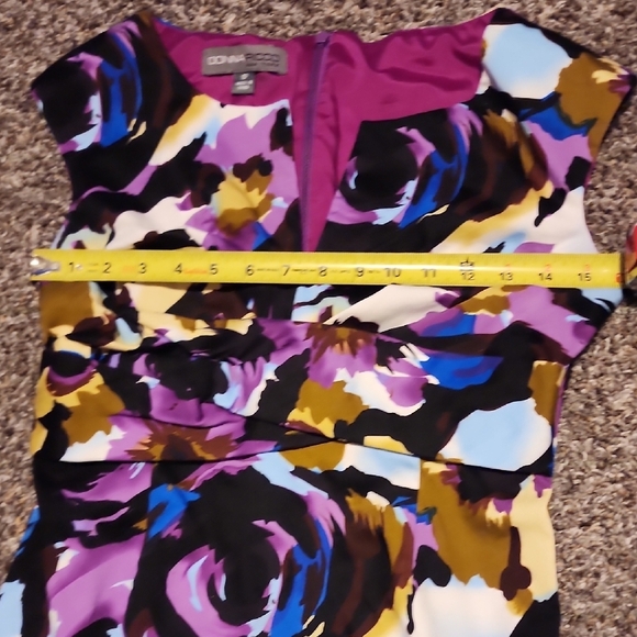 Donna Ricco Purple and Yellow Flutter Sleeve Sheath Dress - Picture 3 of 3